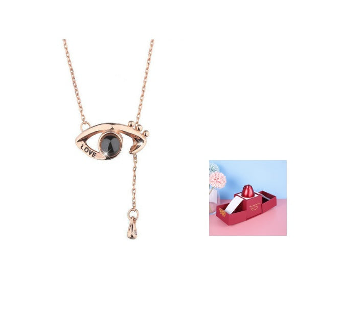 Geschenkbox Metallrose Halskette Schmuckset