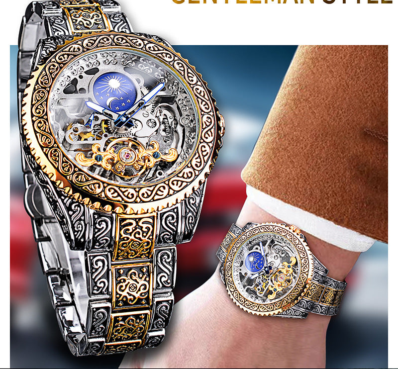 Forsining Skelett Tourbillon Mechanische Armbanduhr