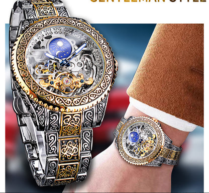 Forsining Skelett Tourbillon Mechanische Armbanduhr