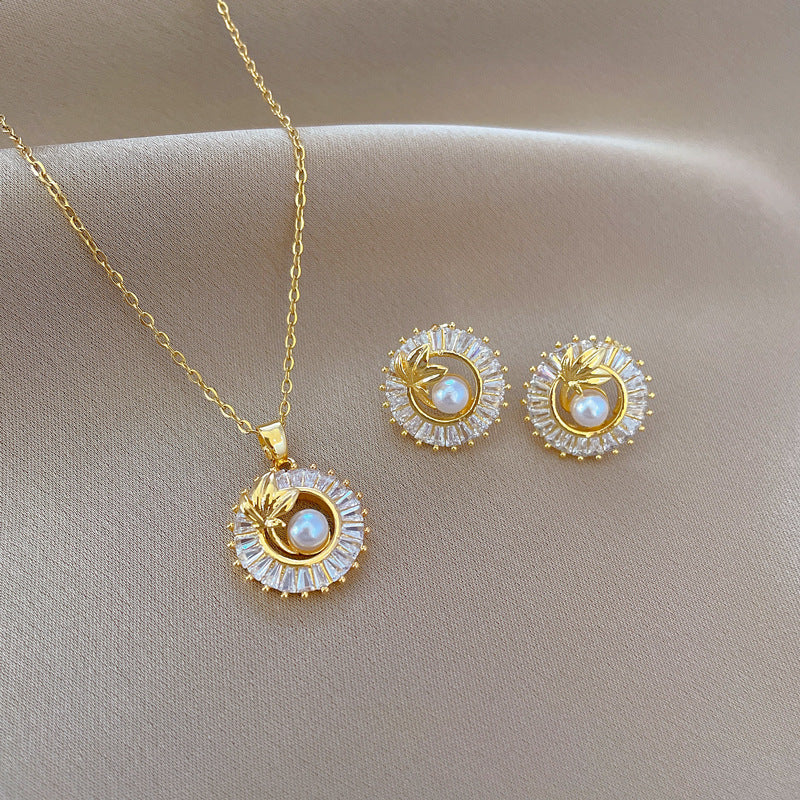 Blätterkette Ohrringe 2-Teiliges Modeschmuck-Set