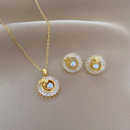 Blätterkette Ohrringe 2-Teiliges Modeschmuck-Set