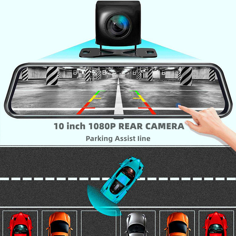 10-Zoll-Rundum-Display Dualaufzeichnung Front-Rückkamera