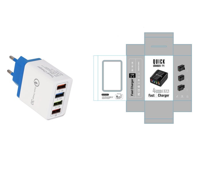 USB charger Quick Charge 3.0 4-port adapter for tablets, portable wall charger, fast charger