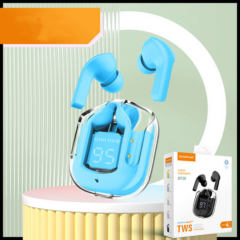 New transparent mini Bluetooth headset with digital display, ENC noise cancellation, wireless sports and music playback