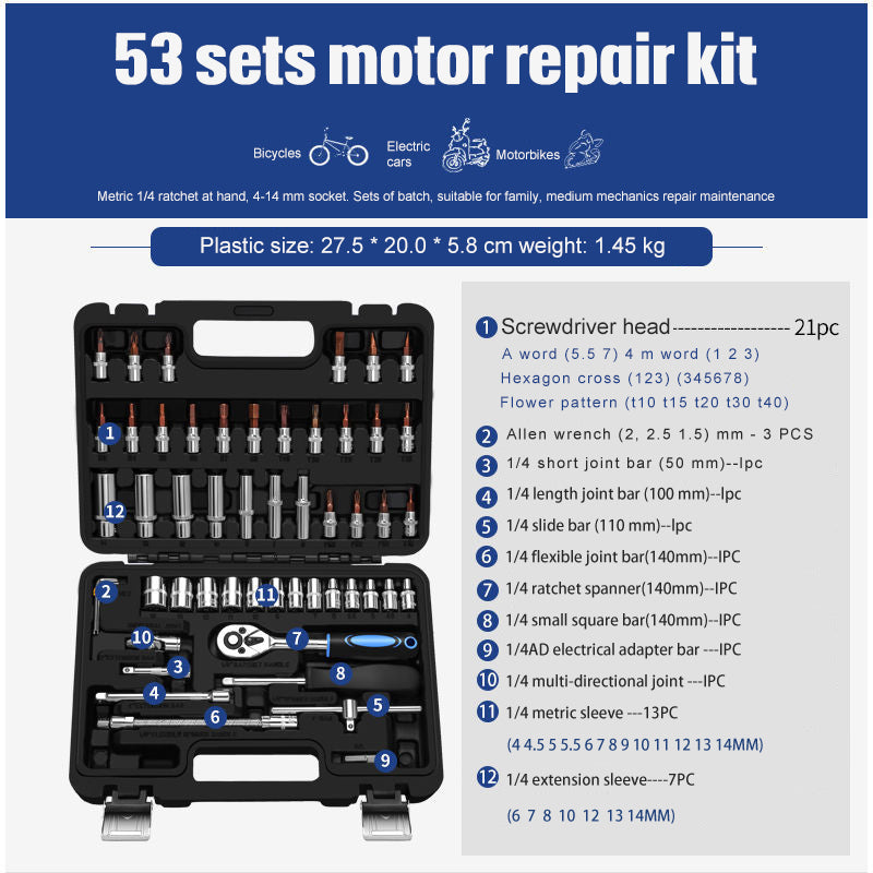 Socket wrench set with ratchet function – repair tool