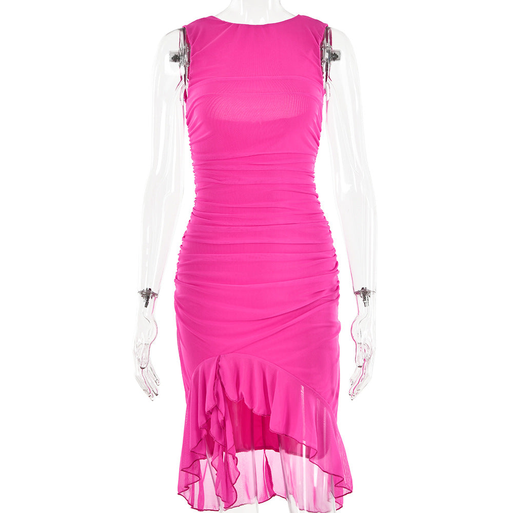 Figurbetont Rundhalsausschnitt Party Club Kleid