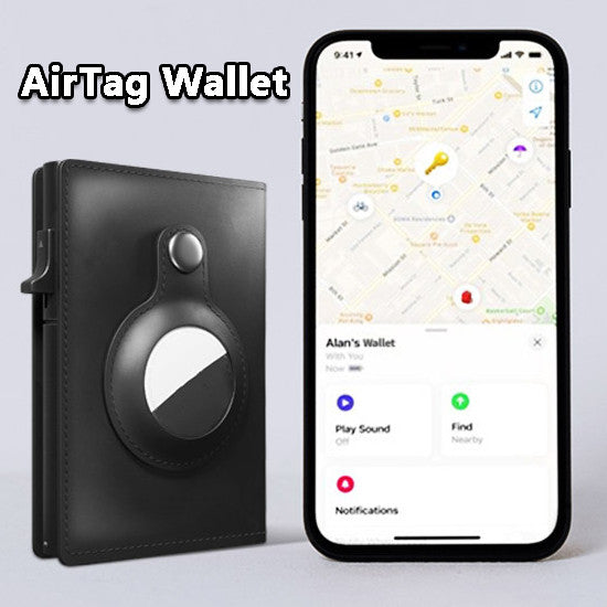 Multifunktionales RFID-Schutz-Diebstahlsichere Kartenetui-Tasche AirTag Leder-Geldbörsen-Set