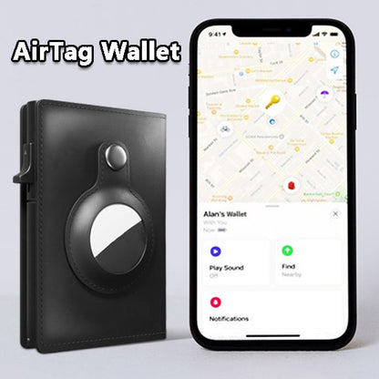 Multifunktionales RFID-Schutz-Diebstahlsichere Kartenetui-Tasche AirTag Leder-Geldbörsen-Set