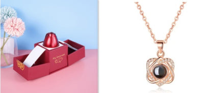 Geschenkbox Metallrose Halskette Schmuckset