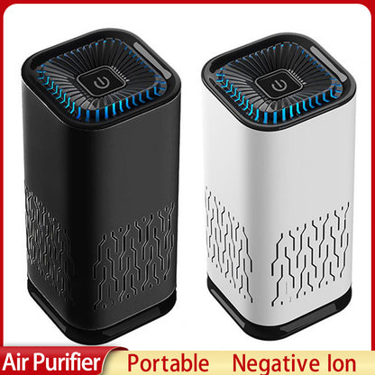 Portable car air purifier with negative ion generator removes formaldehyde, dust and smoke, ensuring fresh air in the car.