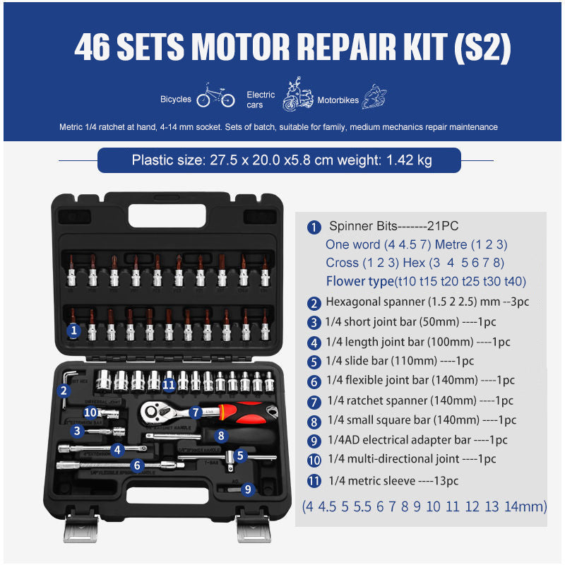 Socket wrench set with ratchet function – repair tool