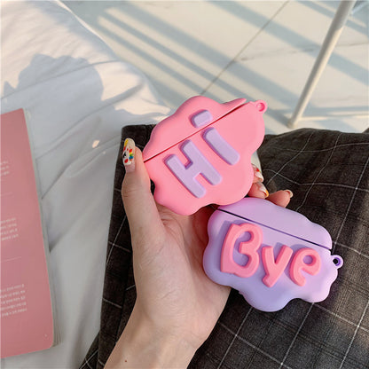 AirPods 2 Case 3D HI BYE Cloud Letters Cartoon Soft Silicone Cases for Wireless AirPods - Cute Protective Case