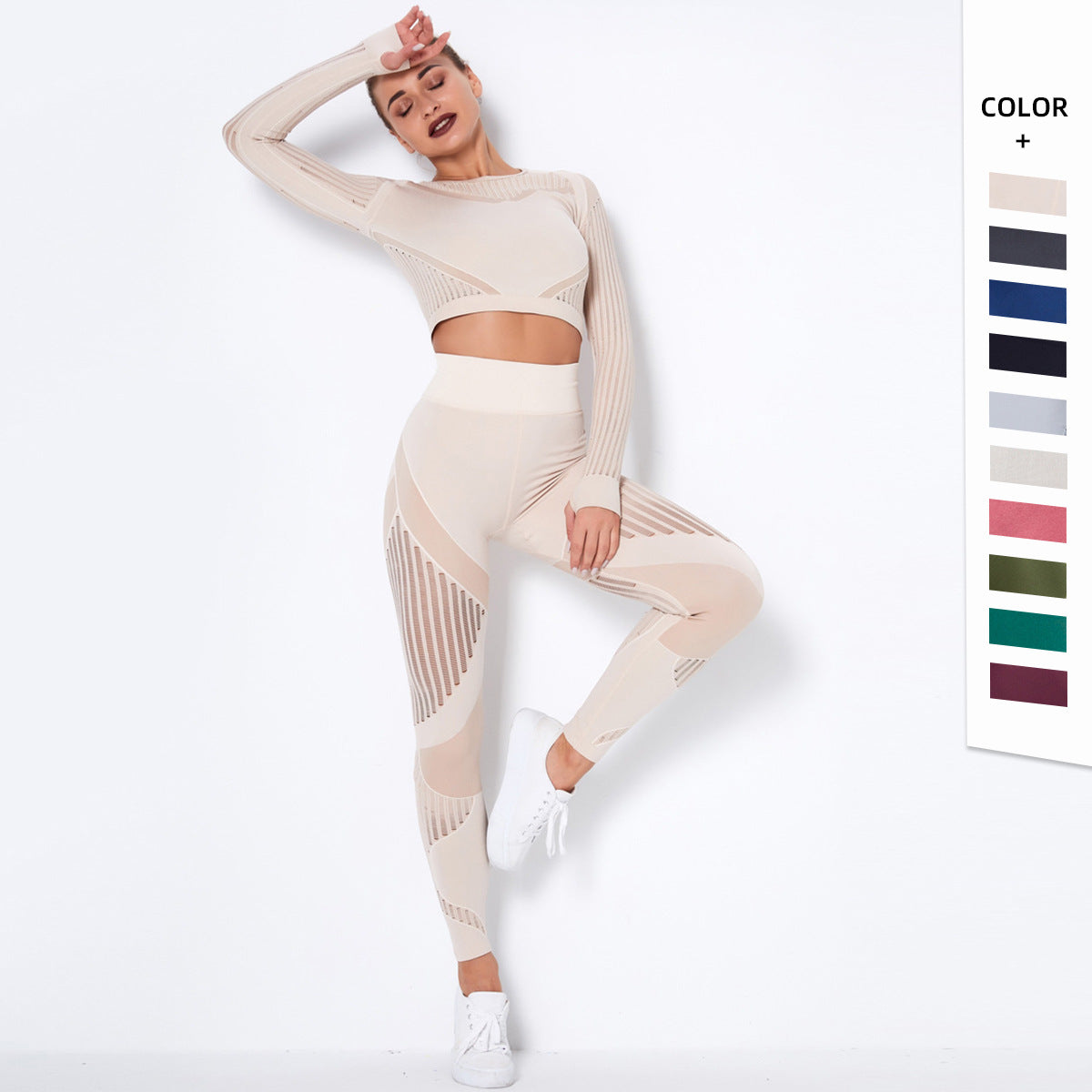 Seamless Knitted Absorbent Yoga Long Sleeve Suit