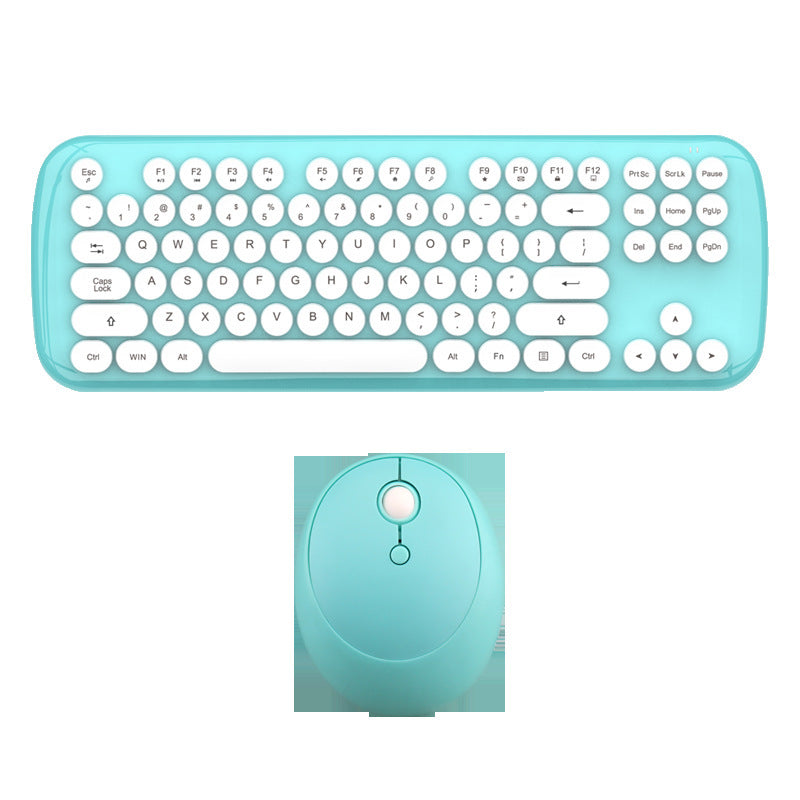 Wireless keyboard and mouse set for girls in a retro design