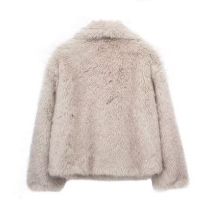 Plush jackets, fashionable, warm, fluffy, with lapel collar
