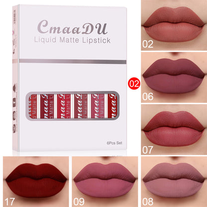 Matte Wasserfest Antihaft-Tasse Lipgloss 6-teiliges Set