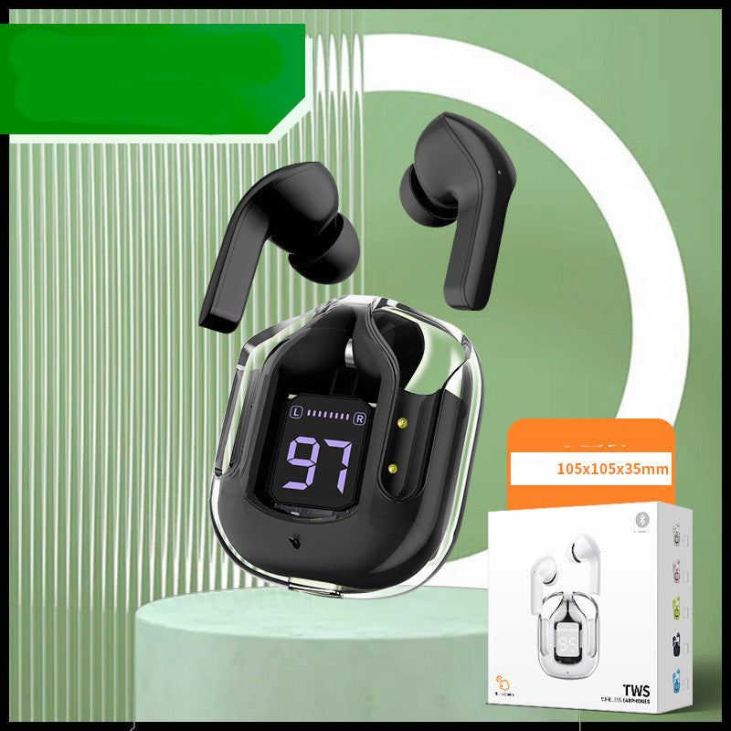 New transparent mini Bluetooth headset with digital display, ENC noise cancellation, wireless sports and music playback