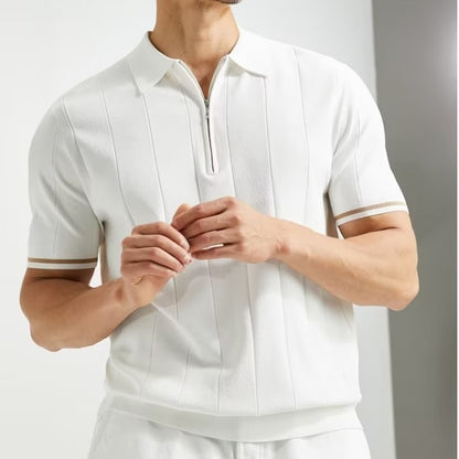 Fashionable Kurzarm Reverskragen Reißverschluss Poloshirt