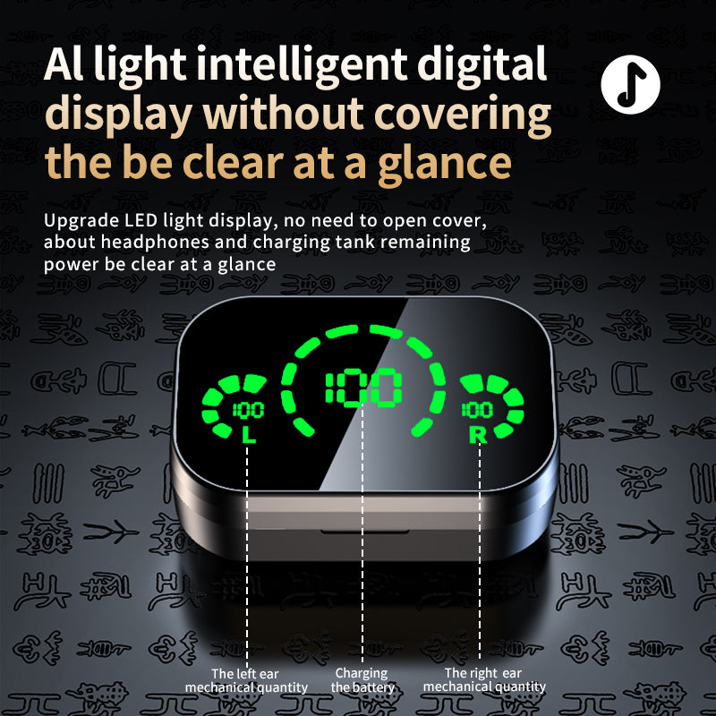 YD03 Wireless Bluetooth Compatible Headset TWS with Large, Intelligent Digital Display and Breathing Light Function