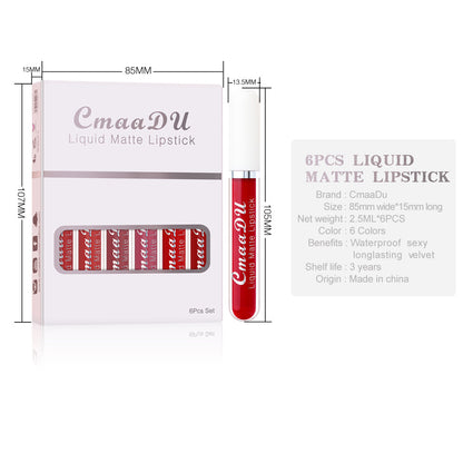 Matte Wasserfest Antihaft-Tasse Lipgloss 6-teiliges Set
