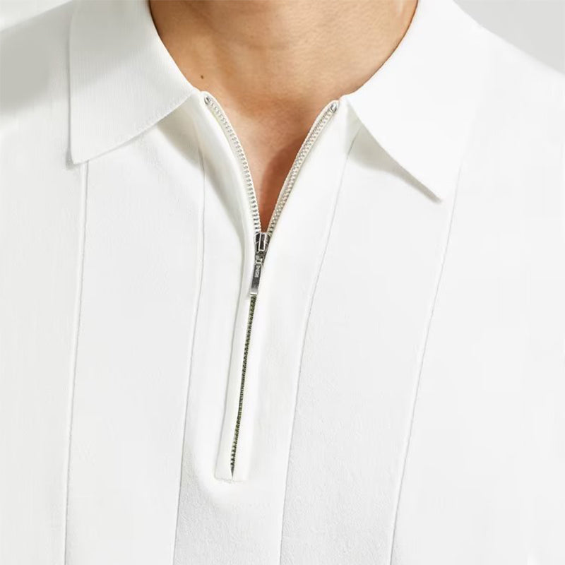 Fashionable Kurzarm Reverskragen Reißverschluss Poloshirt