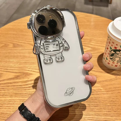 Glittering Astronaut Camera Mount for iPhone 14, 13, 12, 11 Pro Max, XR, 14 Plus – Invisible Lens Mount, Soft Protective Case