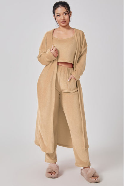 Cozy pajama set, 3-piece loungewear set, 3-piece pants set, women's