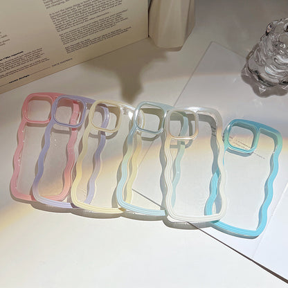 Phone case with wavy edges, solid color, simple candy color