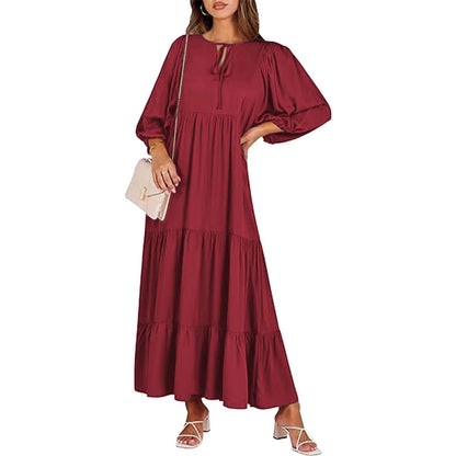 Vintage Print Boho Stil Elegant V-Ausschnitt Kleid