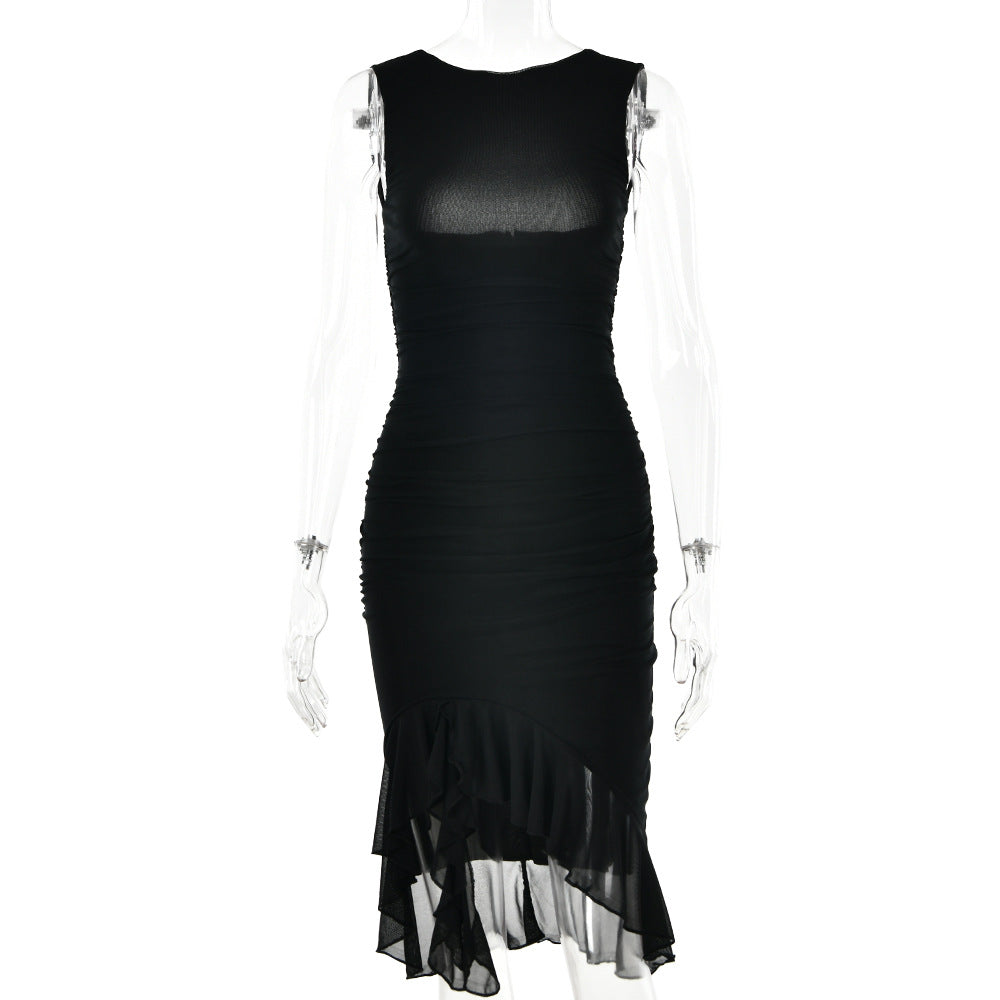 Figurbetont Rundhalsausschnitt Party Club Kleid