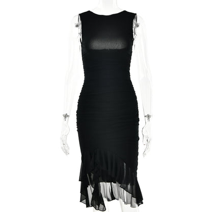 Figurbetont Rundhalsausschnitt Party Club Kleid