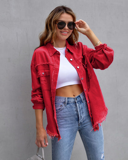 Modische Zerrissene Hemdjacke