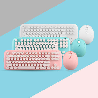 Wireless keyboard and mouse set for girls in a retro design