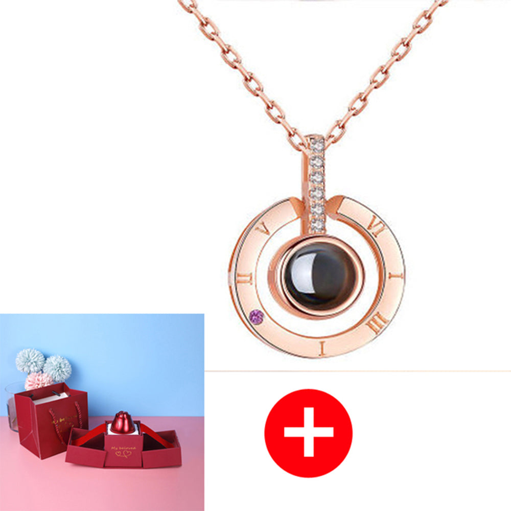 Geschenkbox Metallrose Halskette Schmuckset