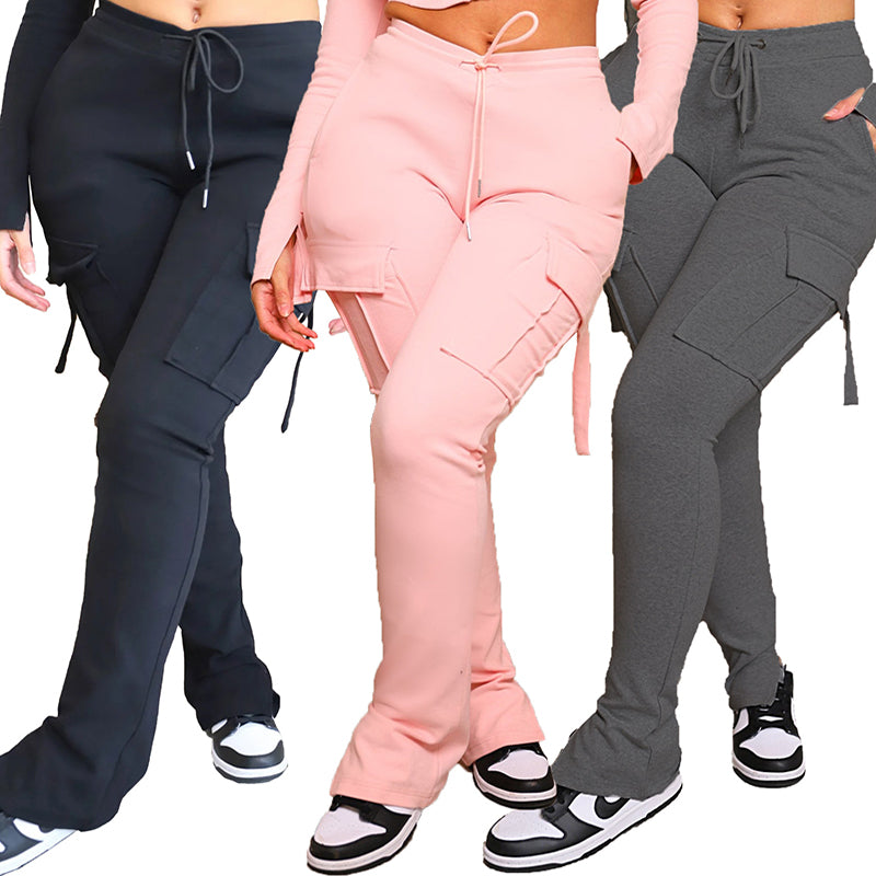 Kordelzug-Cargohose mit hoher Taille