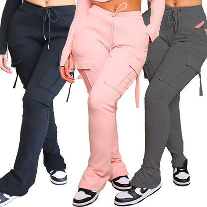Kordelzug-Cargohose mit hoher Taille