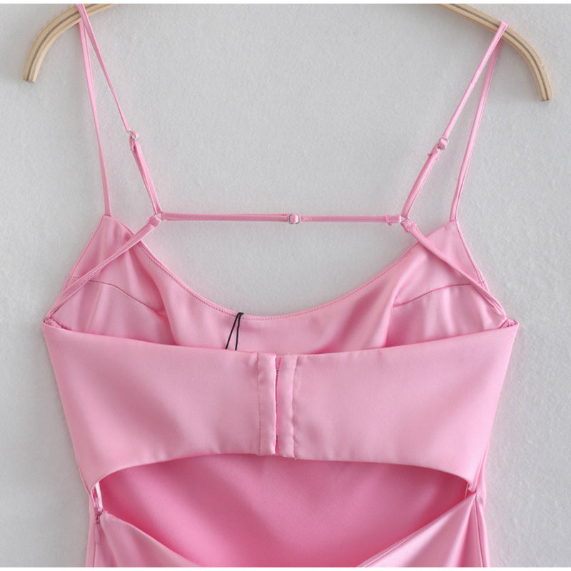 Elegant Satin Rückenfrei Party Trägerkleid