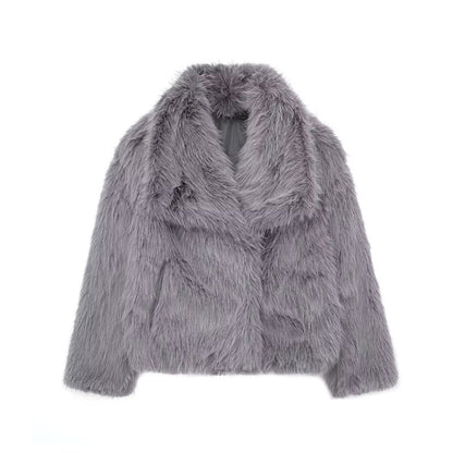 Plush jackets, fashionable, warm, fluffy, with lapel collar