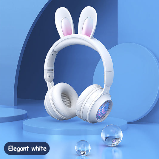 Wireless, luminous, and extendable headphones with a bunny ear pattern