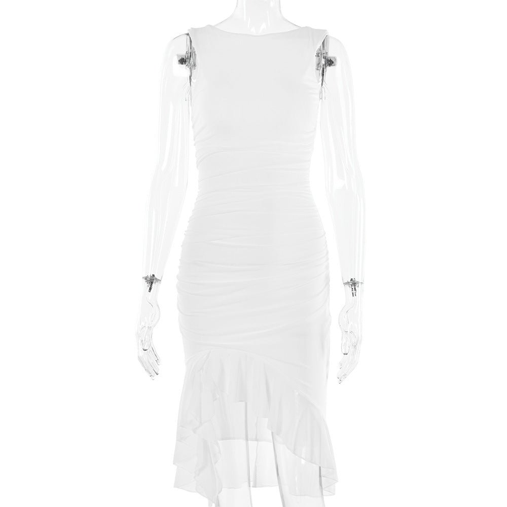 Figurbetont Rundhalsausschnitt Party Club Kleid