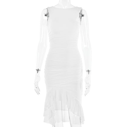 Figurbetont Rundhalsausschnitt Party Club Kleid