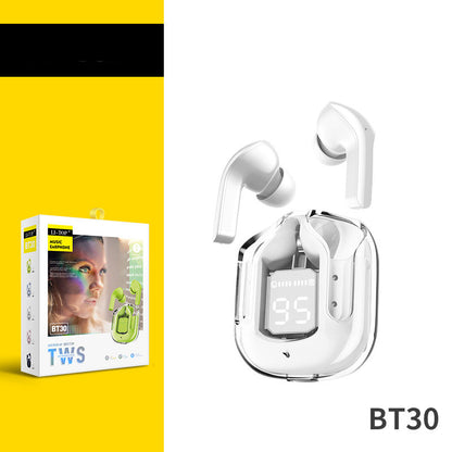 New transparent mini Bluetooth headset with digital display, ENC noise cancellation, wireless sports and music playback