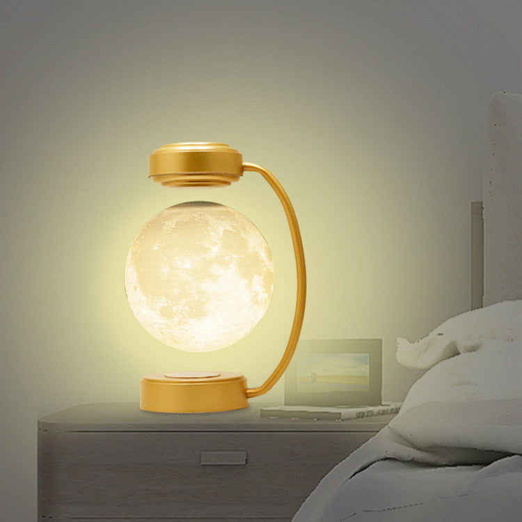 Wireless 3D LED moon night light with magnetic, floating and rotating sphere – ideal for school, office, bookstore and home.