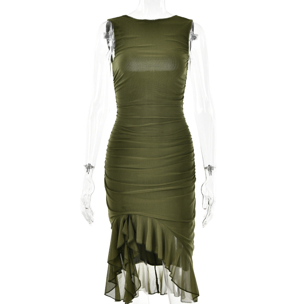 Figurbetont Rundhalsausschnitt Party Club Kleid