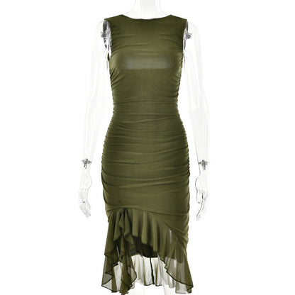 Figurbetont Rundhalsausschnitt Party Club Kleid