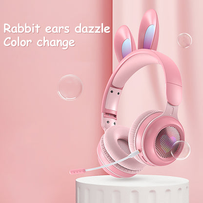 Kabellose LED-ausziehbare Bluetooth-MP3-Kopfhörer mit Hasenohrenmuster