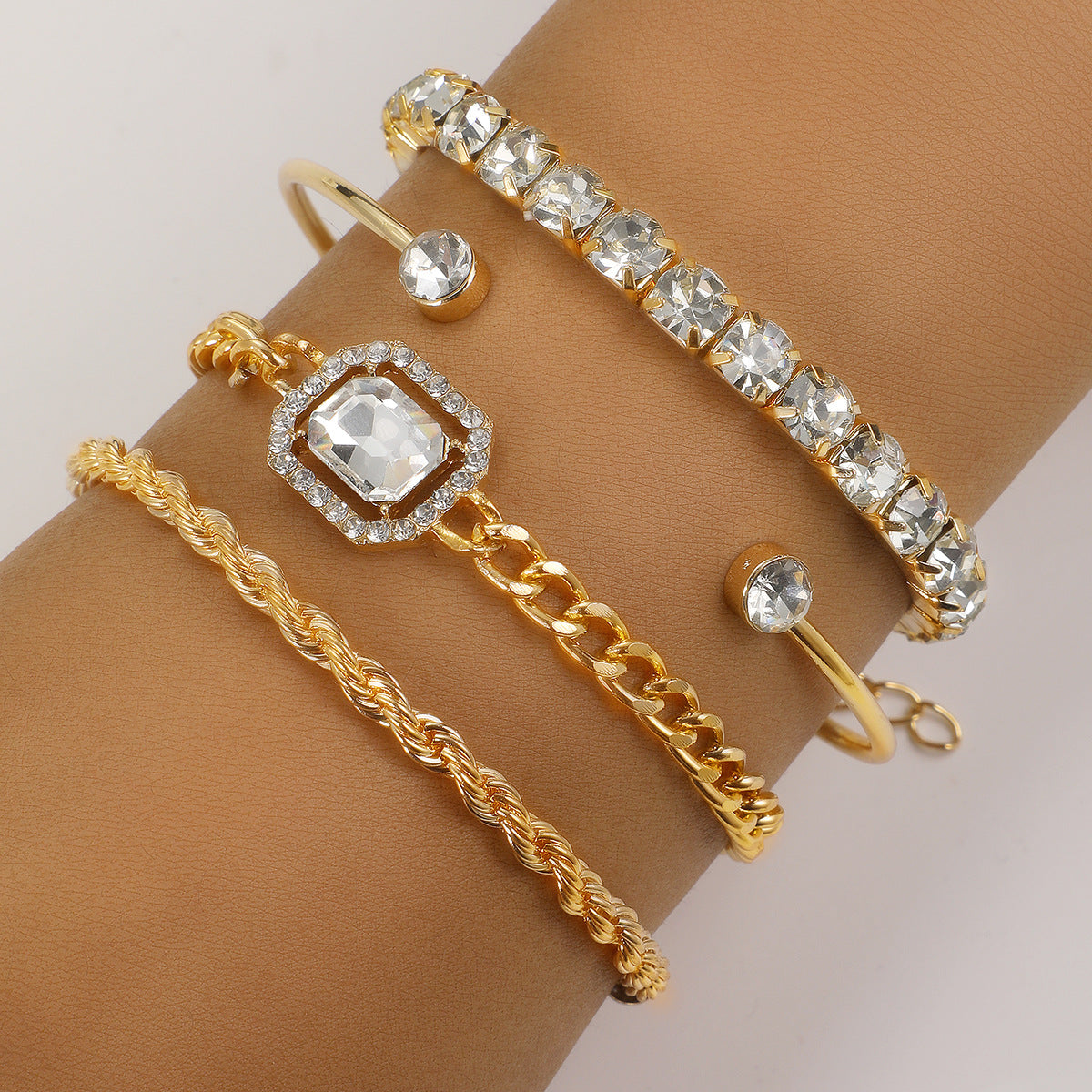 Kristall Armband Bohème Design 4-teiliges Modeschmuck-Set
