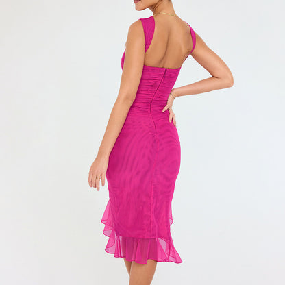 Figurbetont Rundhalsausschnitt Party Club Kleid