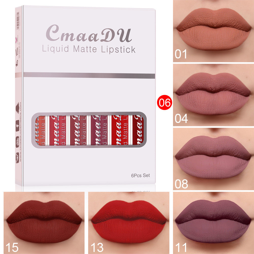 Matte Wasserfest Antihaft-Tasse Lipgloss 6-teiliges Set