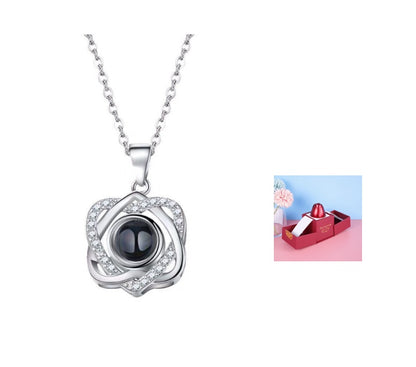 Geschenkbox Metallrose Halskette Schmuckset
